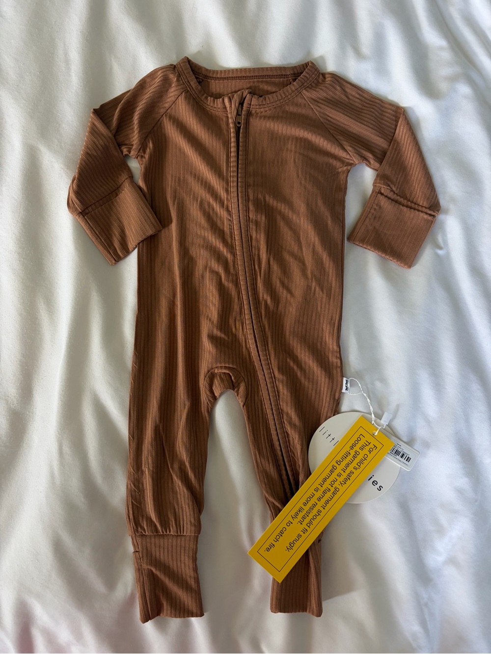 Little Sleepies Caramel Ribbed Zippy